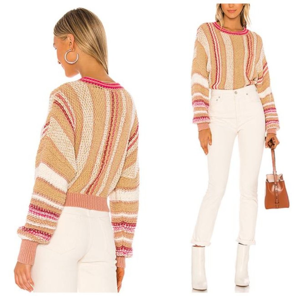 Free People Show Me Love Cropped Striped Sweater